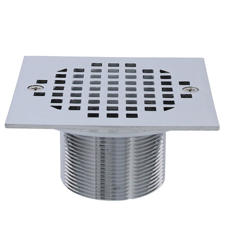 Jones Stephens 2in Chrome Plated Brass Spud with 4-1/4in Chrome Plated Square Strainer D60964